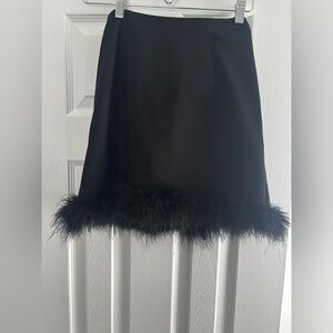 NBD Black Mini Skirt with Feather Detail